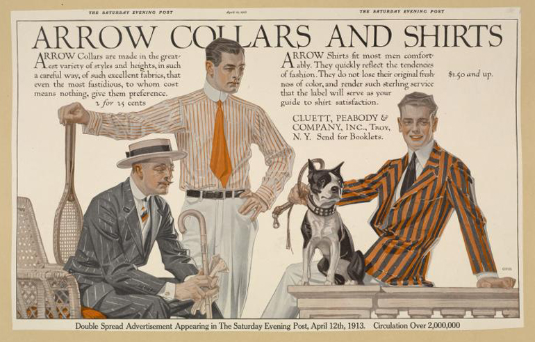 Pubblicità Arrow Collars, 1895-1917