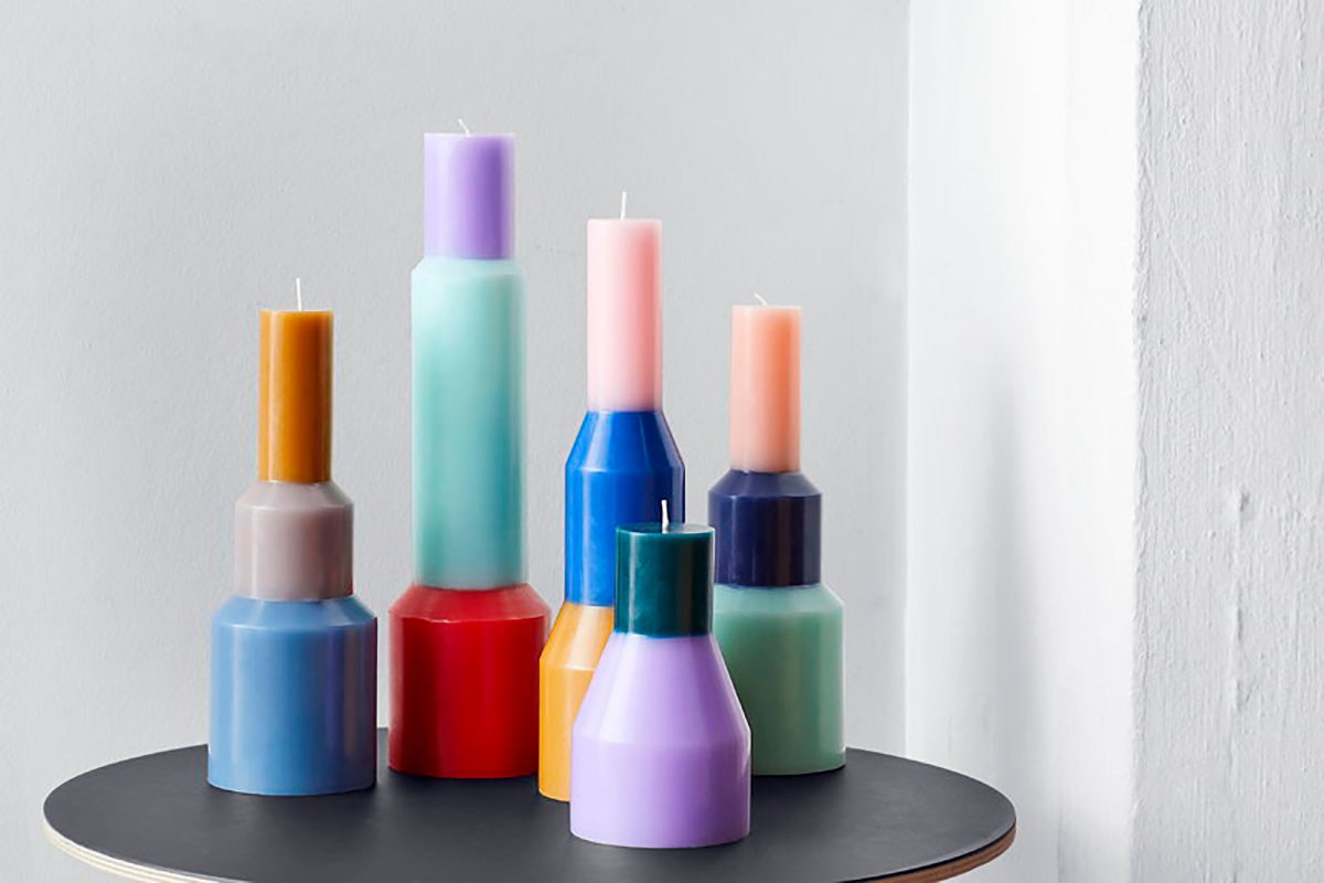 Kunstindustrien Candele Colorate Alla Lavanda - 4 Pezzi In Paraffina 100%, Prodotte In Danimarca, 35 Cm, 20 Ore Di Combustione