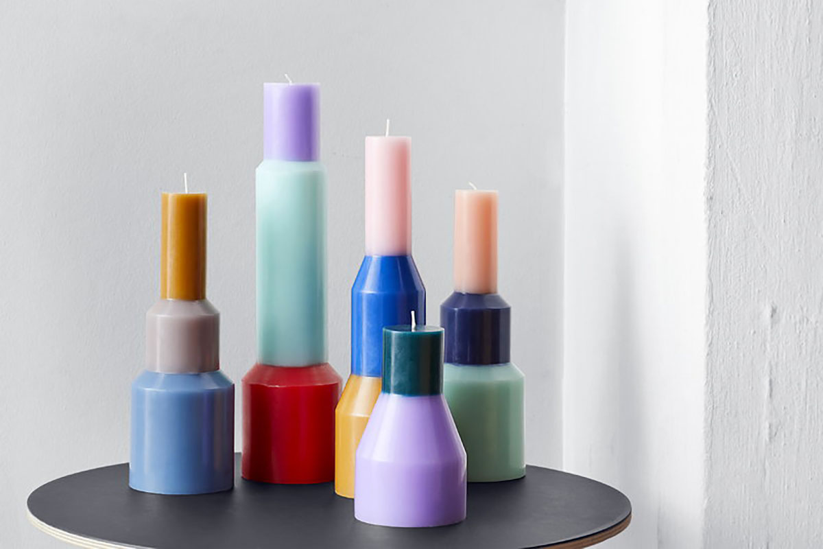 Kunstindustrien Candele Colorate Alla Lavanda - 4 Pezzi In Paraffina 100%, Prodotte In Danimarca, 35 Cm, 20 Ore Di Combustione